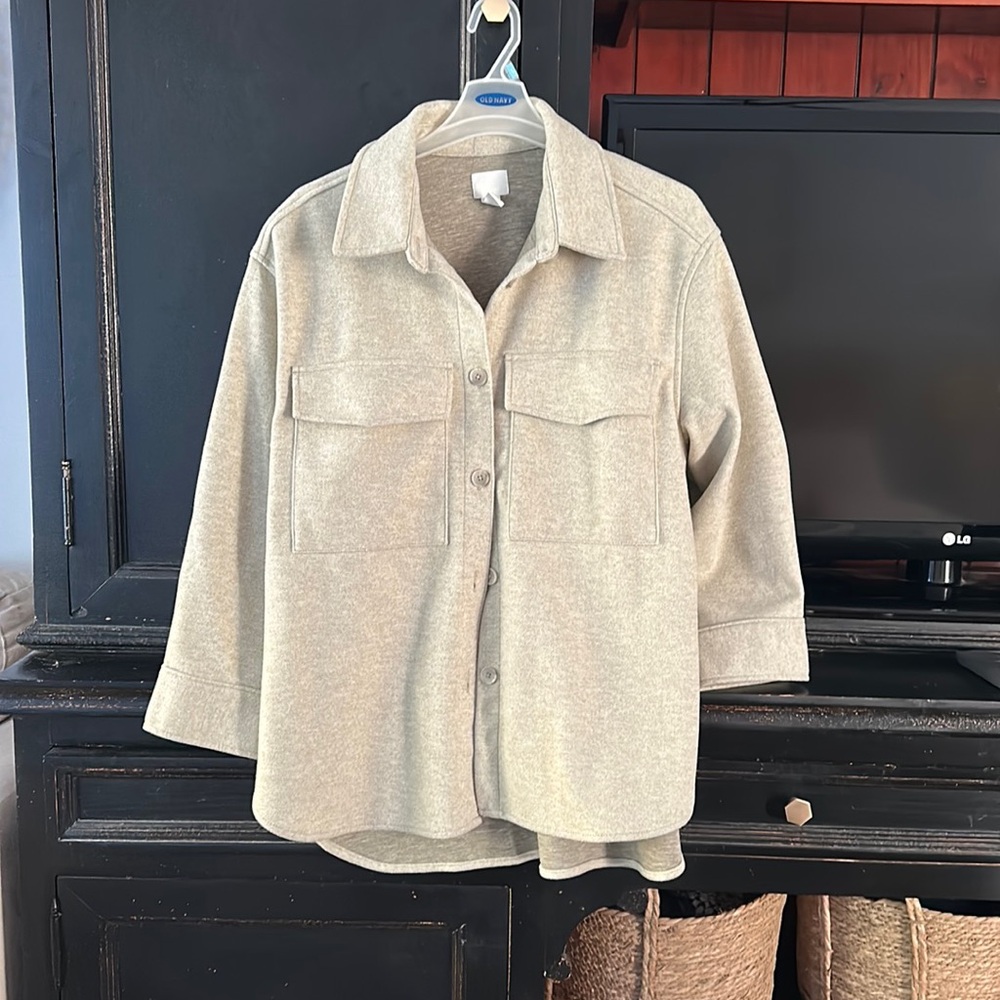 Oatmeal colored shacket
